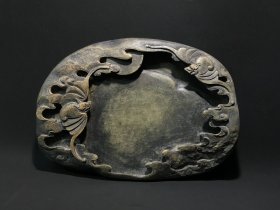 旧藏绿端砚 双福临门款：雨窗