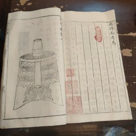 明万历刻乾隆木刻 王黼《亦政堂宣和博古图录》白纸本 卷22一册全 古代钟文铭文，存多付版画，字大如钱，首尾完整（宋代皇室在宣和殿收藏的自商代至唐代的青铜金石器