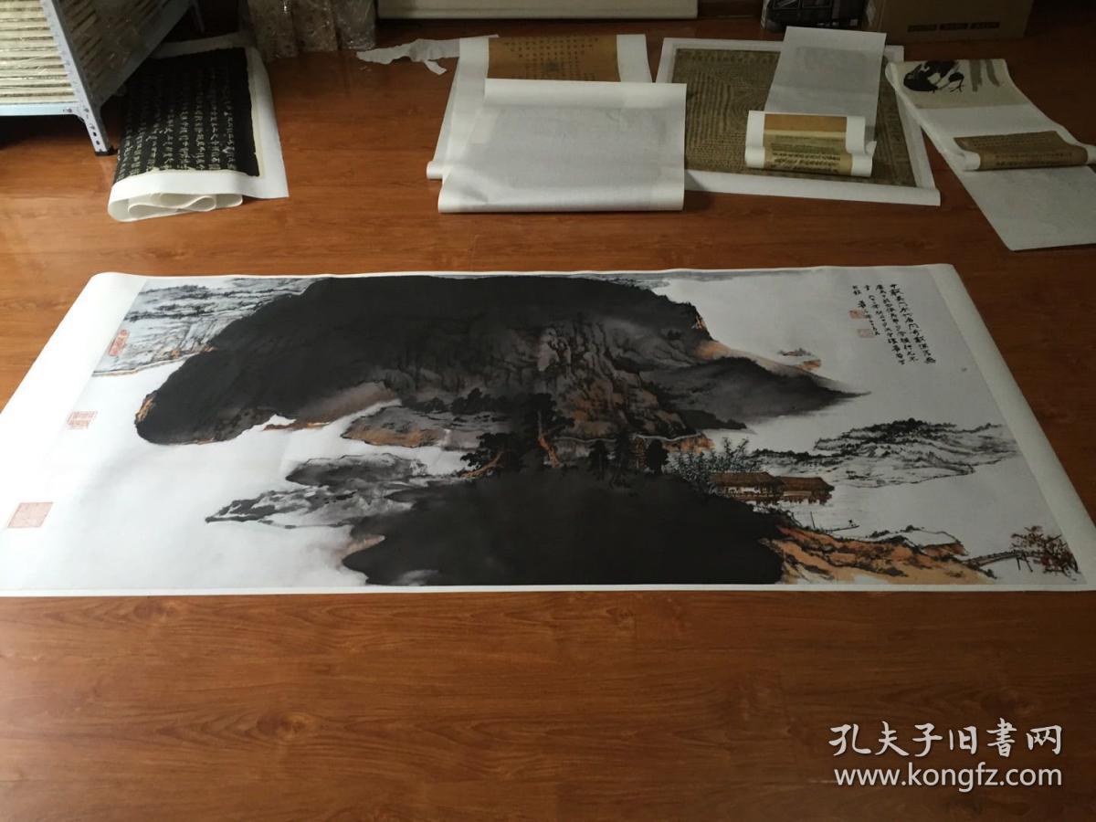 张大千 水竹居图。纸本大小89.19*179.56厘米。宣纸原色微喷印制，