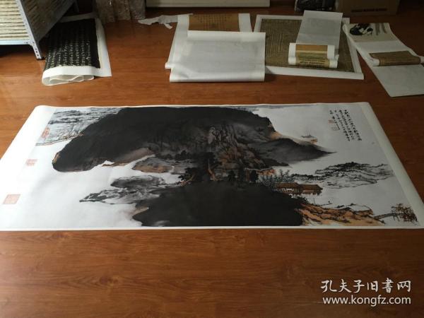 张大千 水竹居图。纸本大小89.19*179.56厘米。宣纸原色微喷印制，