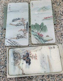 70年代上海友谊商店老工艺师作品春夏秋冬丝绸画一套带原盒