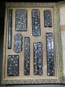 洒金油烟墨,落款:詹大有制。