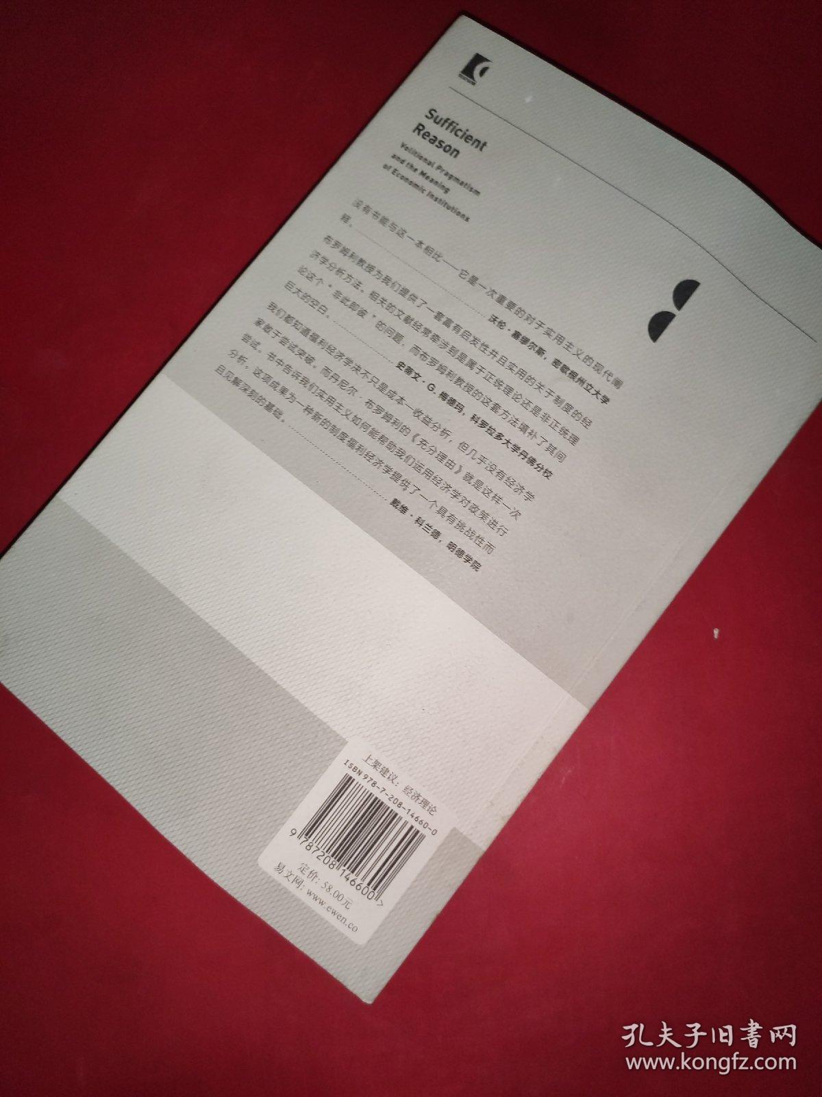 现代政治经济学·前沿译丛·充分理由：能动的实用主义和经济制度的含义