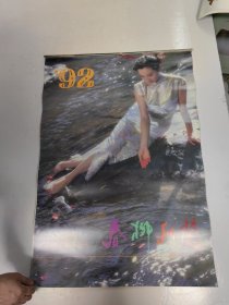 挂历春柳秋兰长 1992年含封面全1-12月份 共13张全