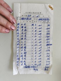 坎头药店商品调拨单（肥王竹，泡泽浔，荆芥穗，合香叶，当归支，生黄芪，淡云干，粉甘草，川芎，川石斛，毛狗脊，稀见草，地别虫，生半夏）