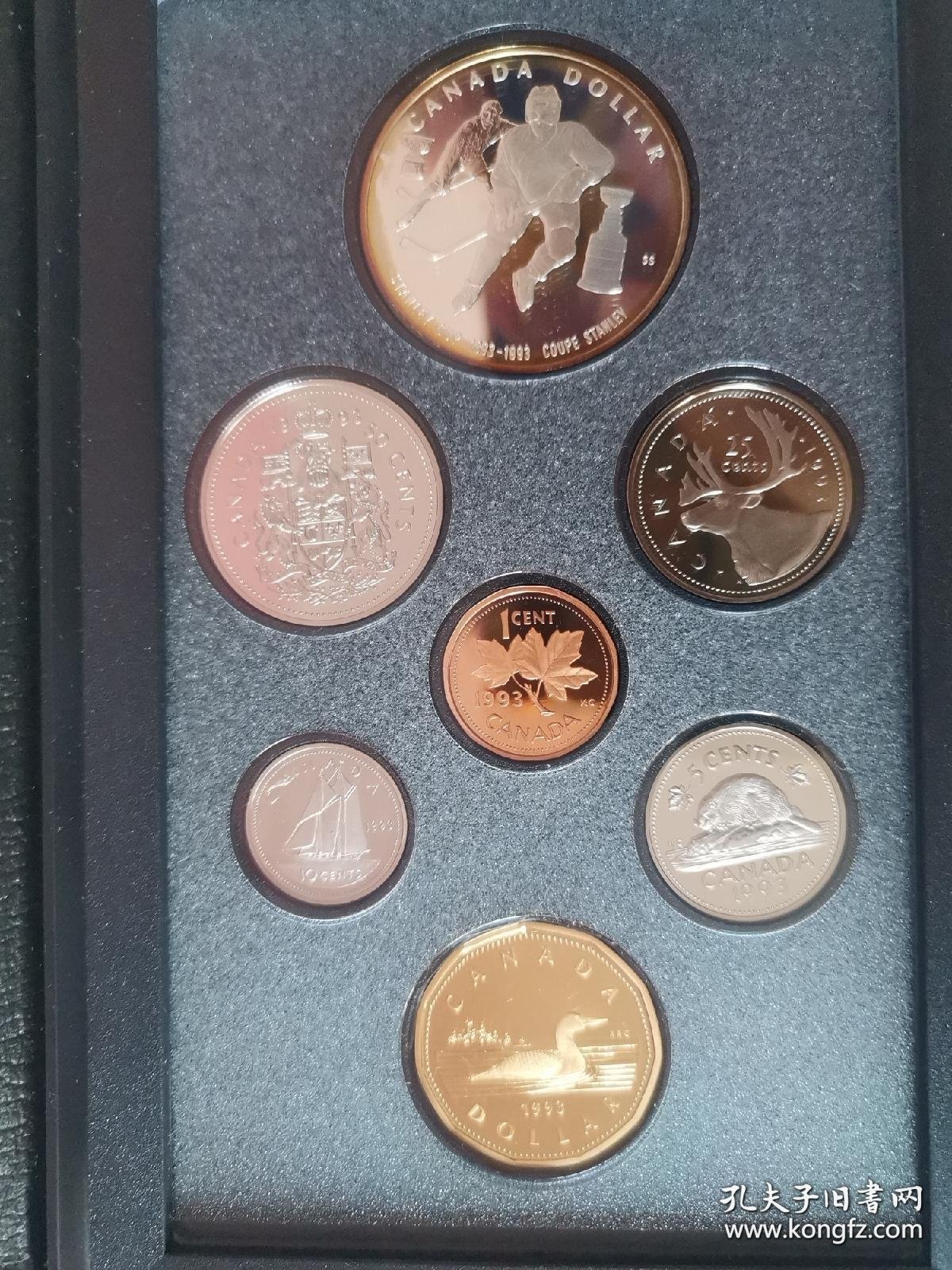 加拿大硬币，1993年精制币套装，银币有氧化。