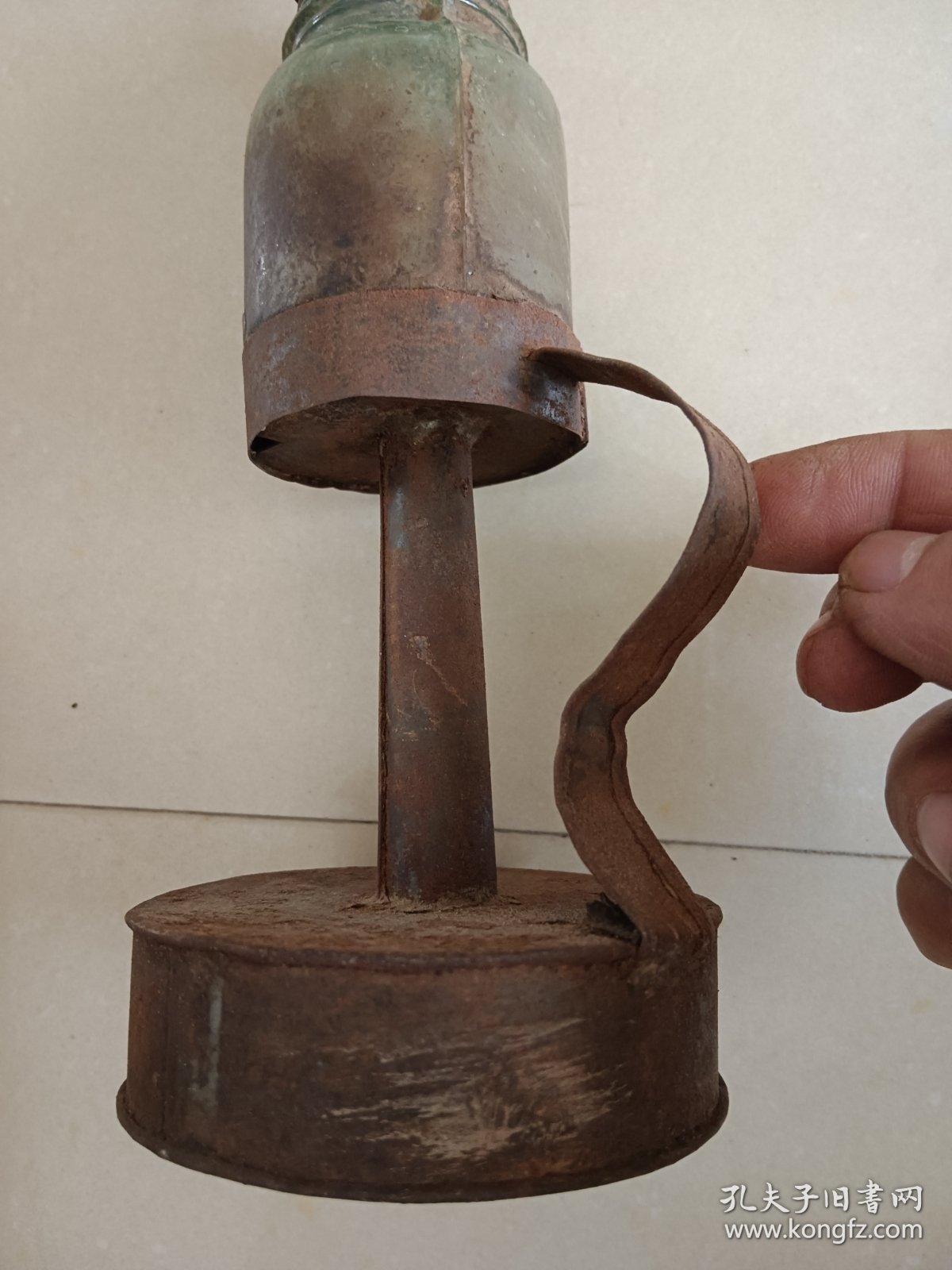 老油灯 高脚油灯 完整 总高20