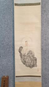 F 099号 带原盒 绢本（白凤）手绘岩上白衣观音