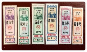 云南省布票1976六种，共6枚（全）