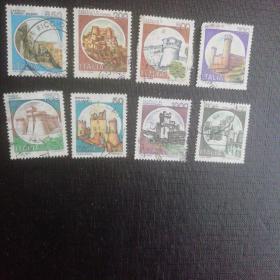 意大利邮票:1980年城堡信销普票8枚收藏保真（建筑风光专题）