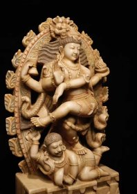 （议价） 犍陀罗艺术汉白玉彩绘观音高92cm宽60cm厚30cm