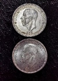 两枚一起出瑞典1948年1克朗银币古斯塔夫五世头像