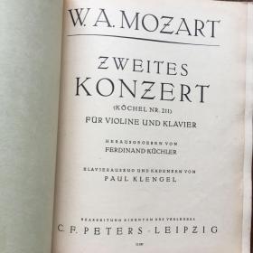 老曲谱—民国时期德国版《莫扎特《第二小提琴协奏曲》Mozart Violinkonzerte KV 211》(小提琴独奏谱+钢琴伴奏谱)