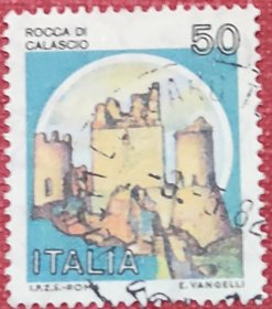 【意大利邮票】城堡普票50里拉信销 罗卡卡拉西奥城堡
