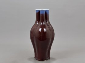 清乾隆祭红三胞胎橄榄瓶 24.5/12厘米