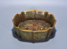 汝瓷包金镶宝石洗6*21厘米