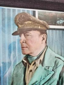 二战名将 美国传奇五星上将 麦克阿瑟 
Douglas MacArthur 亲笔签名照 罕见彩照 psa鉴定认证真迹