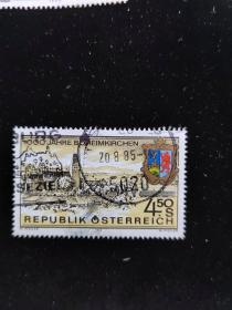 外国邮票 奥地利建筑风光信销一枚 如图