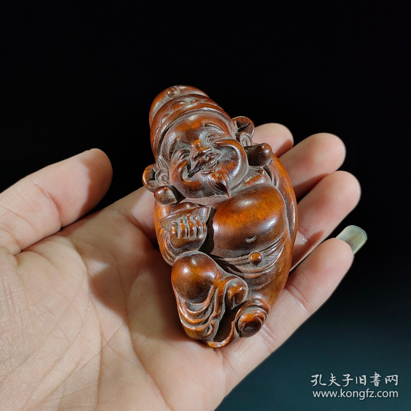 旧藏—黄杨木雕“财神挂件” 规格:高8cm宽4.5cm