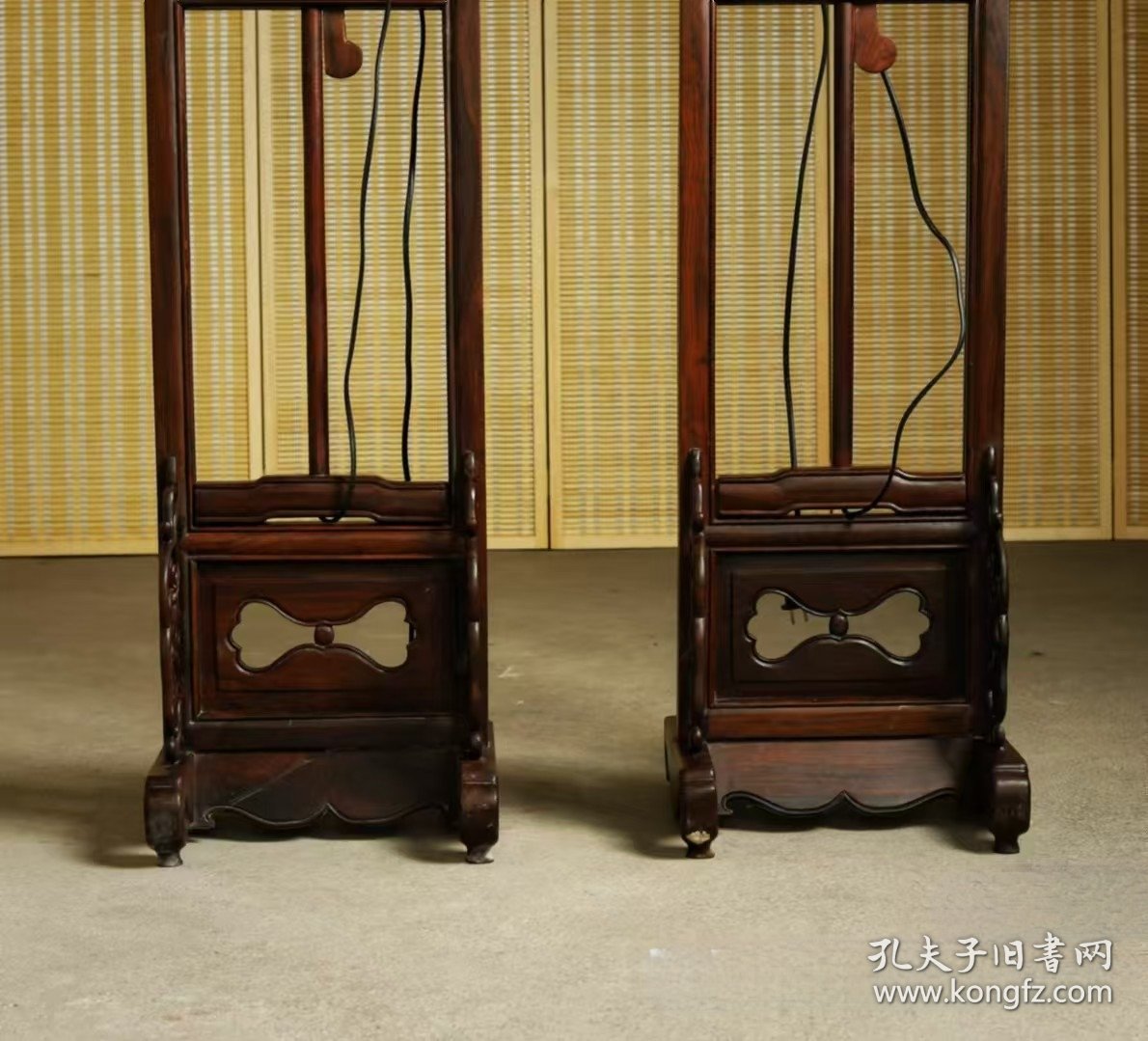 八十年代 苏作 红酸枝 璃龙纹饰宫灯/1对