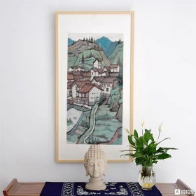 黄华斌～～中美协会员 山水画《乡村》