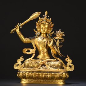清代 铜鎏金文殊菩萨坐像
