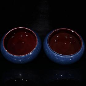 大明宣德雪花蓝内红釉盖罐（15.5×19cm）