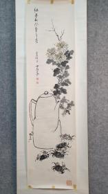 F 098号 纸本（甘泉）手绘菊蟹清供图