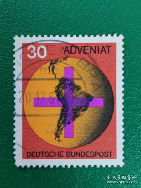 德国邮票 西德1967年拉丁美洲地图 1全销