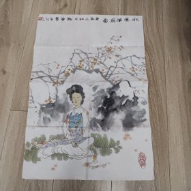 国画一幅 秋风执扇图 山东美协会员栾艳华画 68.5*46cm