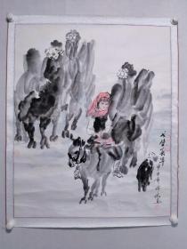 保真书画，陈伟明《戈壁春早》国画一幅，尺寸：93*75.5镜心，陈伟明，普宁人，2003年毕业于广州美术学院国画系，获学士学位，2009年毕业于广州美术学院中国画学院，获硕士学位，中央美术学院2018～2019年度访问学者，现为广州美术学院中国画学院讲师，广东省中国画学会理事。