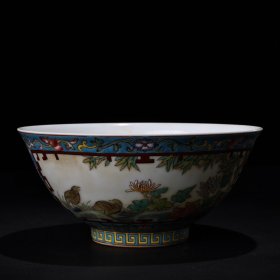 旧藏清代宫廷御藏手绘粉彩珐琅彩瓷碗 品相保存完好 画工精湛 器型精美