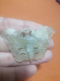 老玉，蝴蝶，5厘米X3.5厘米