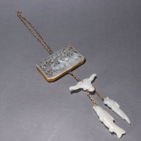 辽金 和田玉包金挂饰