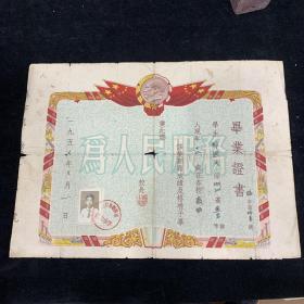 1957年，黄岩县路桥镇民兵小学，毕业证书，少见