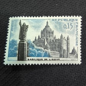 FR1法国1960年 旅游风光.利西尤大教堂 新 1全 冈东雕刻（Gandon）