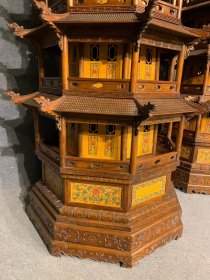 清代黄花梨雕填玲珑塔古董明清木器