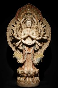 （议价） 汉白玉彩绘千手观音高1.2米宽70cm厚30cm