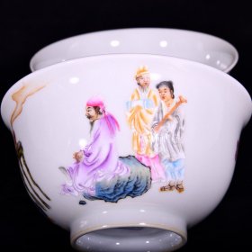 大清雍正年制粉彩珐琅彩高士图听琴图知音宫式碗 高5.8径11.2厘米2