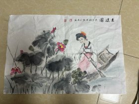 南京名家陆月红国画人物 约3平尺  终身保真32