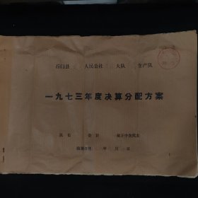 社建文史资料 ∽ 石门县盘石人民公社高桥大队草岗生产队1973年度决算分配方案