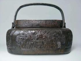 清代早期特大红铜暖脚炉 重15斤 古玩杂件老铜器老炉子老物件老货