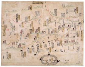 古地图1821-1841 奉化县水陆营汛界址图 清道光初年至21年间。纸本大小70*55.55厘米。宣纸艺术微喷复制。