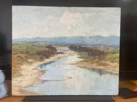 姜奇油画风景《家乡的河》