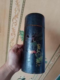 民国时期天津华新竹制大漆茶桶，品相如图，包老保真