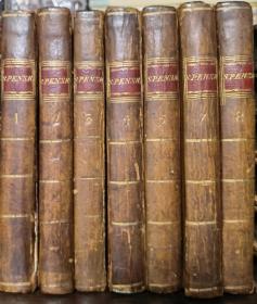 1778年The works of Spenser 《斯宾塞文集》全真皮装帧古董书，英文原版，全套共8册，缺第6册