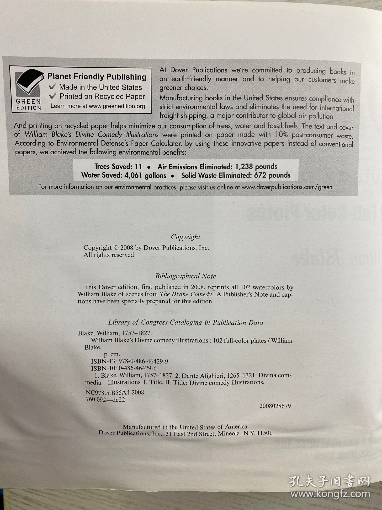 William Blake’s Divine Comedy Illustrations 《威廉·布莱克〈神曲〉插画集》 ，书中包含102幅全彩插画（102 Full - Color Plates ），由多佛出版公司（DOVER PUBLICATIONS, INC)威廉·布莱克是英国著名诗人、画家，这里呈现的是他为但丁《神曲》创作的插画相关内容 。