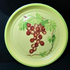 50年代葡萄纹搪瓷盘，直径30厘米