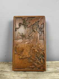 花梨木雕刻美女砚台盒