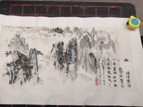 中国湖北籍国际艺术家江屹山水画（题款字有缺）